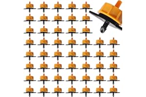 VooGenzek 50 PCS 2 GPH Pressure Compensating Dripper, 1/4 Inch Plastic Irrigation Drip Emitters, Garden Watering Irrigation Emitter, for Garden Lawn Drip Irrigation, 8L
