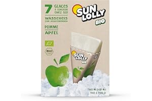 ‎SUN LOLLY Sun Lolly Bio Wassereis Apfel 7 Stk | Mit Fruchtsaft | Zum Selbsteinfrieren | Ohne künstliche Aromen | Frei von Süßungsmittel | Laktosefrei | Glutenfrei | Vegan | 7 x 60ml