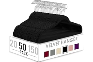 Utopia Home Cintres en Velours - antidérapants, durables - cintres Peu encombrants pour Chemises, Vestes et Robes (Noir, Paquet de 50)