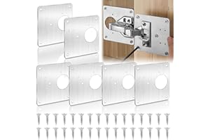 CHARSHIU 6 Pcs Hinge Repair Plate, Stainless Steel Cabinet Hinges Repair Brackets with 36 Pcs Fixing Screws, Kitchen Cupboard Door Hinge Repair Plate for Wood Furniture Wardrobe Window Door Repair