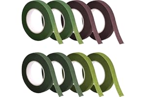 KYSUN 8 Rotoli Nastro Fiorista Verde, 12mm Nastro Adesivo Per Bouquet Fai Da Te Nastri Floreali a Stelo Floral Tapes Pianta Impermeabile Floreale Nastro Stem Wrap for Avvolgere Fiori(4 colore, 30 Yard/Roll)