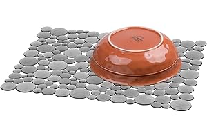 iDesign Alfombrilla escurreplatos para fregadero, rejilla de plástico de tamaño grande, tapete protector para fregaderos de acero inoxidable y cerámica, gris