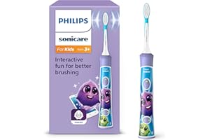 ‎PHILIPS Philips Sonicare For Kids, elektrische Schallzahnbürste mit App, für Kinder ab 3 Jahren, mit SmarTimer und QuadPacer für eine gründliche Reinigung, Lila, Modell HX6322/12
