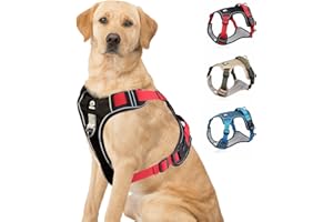 ACXILEXY Harnais pour Chien, Harnais Anti-Traction Réglable avec Bandes Réfléchissantes et Poignée Contrôle, Harnais Robuste avec Panneau Auto-Agrippant pour Chien Moyen, Grand, Petite