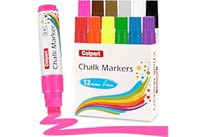 ‎COLPART colpart Kreidestifte für Fenster15MM-12 Farben Kreidestifte Für Tafel Abwaschbar Fenster für Kinder, Glasmalstifte & Whiteboard Marker