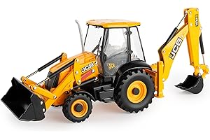 TOMY 42702 JCB 3CX koparko-ładowarka, Britains zabawka przesuwna z wysokiej jakości materiału w skali 1:32, interaktywna zabawka Push Toys od 3 lat, dla fanów wiernych oryginałów replik