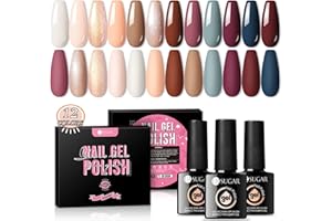 UR SUGAR Smalto Semipermanente Unghie Nude, 12 Colori Rosa Rosso Marrone Glitter Shellac Gel UV Colorato, Smalti per Unghie per Salone o Casa, Nail Polish Kit con Confezione Regalo