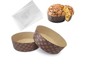 ARCOBALENO PARTY 5 Stampi per Panettone Basso da 500 gr con Buste Alimentari per Panettone in Polipropilene