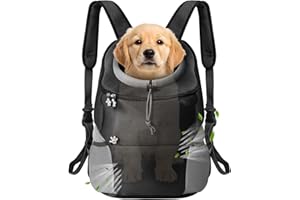 Bojury Pet Dog Carrier Backpack, Small Dog Cat Front Backpack, Breathable Adjustable Puppy Carrier with Safety Belt for Travel Hiking Cycling Walking Outdoor Black L