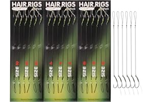 JSHANMEI ® 18 pcs/set Handmade Leader Coated Hair Rigs Barbed Carp Hook &Green Coated Braid line & Anti-Tangle Rig Sleeves Carp Fishing Groups Hooks Connector Size2# 4# 6#