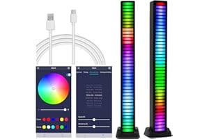 AURTEC RGB Music Rhythm Light, Voice Activated LED Light, RGB Sound Control Atmosphere Light, Upgraded 40 Bits Pick Up Light with App Control, for Gaming, Car, PC, TV, Party and More (Black 2)