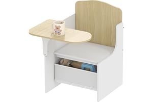 AIYAPLAY Kids Table and Chair Set, Children Desk and Chair with Storage Bins, 2 in 1 Toddler Desk for Playing, Reading, Painting, Activity Table Set for Ages 3-5, White