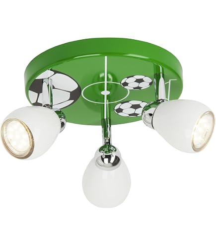 Elobra Plafoniera A Tema Calcio Per Cameretta | Lampada A Soffitto In Legno Con Motivo Calciatore, Finitura Ecologica, Prodotta In Germania (Bianca) - copertina