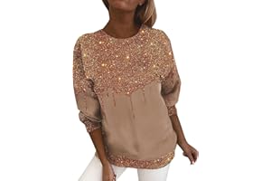 GENERISCH 2025 Pullover Sweatshirt Pailletten-Festival-Top für Damen, lockere Passform, lässige Bluse für Rave-Partys, Clubbing Events – auffälliges Glitzer-T-Shirt