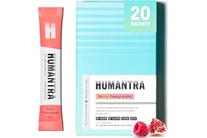 Humantra Electrolyte Packets | Zero Sugar | W/ 6 Electrolytes | Electrolytes Powder (20 Count, Berry Pomegranate)