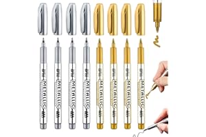Ruucy 8 PCS Pennarelli Oro e Argento, Marker Pennarelli Oro e Argento 1.5mm, Pennarello Oro Punta Fine, Pennarelli Acrilici Dorata per Album Fotografici, Inviti, Cartoline Ricordo, Biglietti d'Auguri