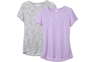 icyzone Damen 2-Pack Sport Shirt Kurzarm Atmungsaktiv Oberteile Fitness Gym Top Casual T-Shirt