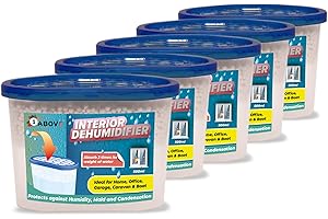 1ABOVE Dehumidifier 500ml Pack of 5 | Condensation Remover Moisture Absorber, Dehumidifiers for Damp, Mould, Moisture in Home, Kitchen, Wardrobe, Bedroom, Caravan, Office, Garage, Basement