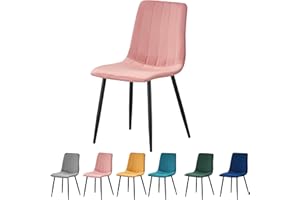 MOF Dining Chair, Velvet Dining Chairs with Padded Seat and Backrest, Sturdy Metal Legs - Accent Chair for Kitchen, dining room, living room or home office (PINK STRIPE)