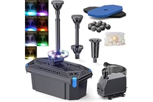 Biling Filtro per laghetto completo con pompa 2500 l/h 40 W luce LED RGB pompa per acqua pulita giardini piscine esterni creare atmosfera