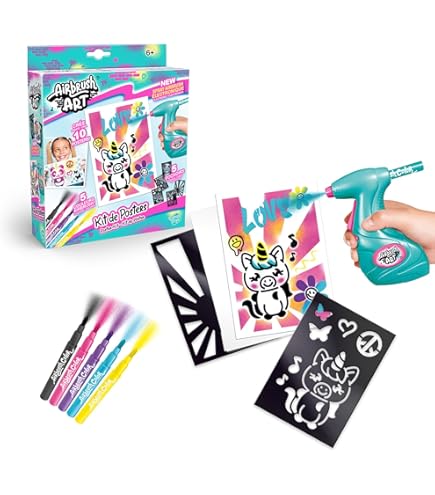 Westcott Airbrush Set Für Kinder | Elektrischer Farbsprühstift Im Starter- Set Mit 12 Filzstiften Und 19 Schablonen | Airbrush Fun Zum Zeichnen Und Malen | Mit Akku Und USB-Ladegerät | E-16800 00