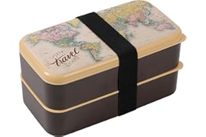 I-TOTAL® - Lunch Box porta pranzo, bento a due ripiani con posate, con valvola (OLD MAP)