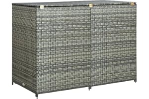 vidaXL Mülltonnenbox für 2 Tonnen Mülltonne Müllbox Mülltonnenverkleidung Doppelbox Müllcontainer Gerätebox Poly Rattan Anthrazit 148x77x111cm