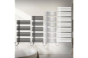 LuxeBath Radiador Toallero Eléctrico de Baño Diseño Iron EM 500x1000 mm Blanco Calentador y Secador de Toallas con Conexión Lateral y Elemento de 300W con Termostato Control Táctil