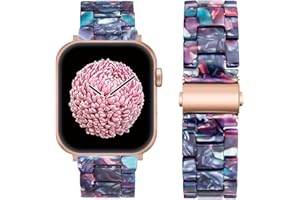 SEURE Compatible with Apple Watch Band 38mm 40mm 41mm 42mm 44mm 45mm, Women Men Resin Strap with Stainless Steel Buckle Replacement for Series SE/8/7/6/5/4/3/2/1