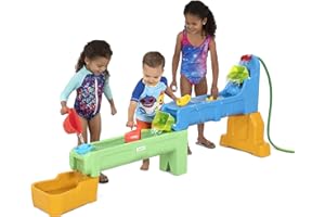 Simplay3 Rushing River Falls Multi-Level Outdoor Water Play Table, Expandable Splash Table for Toddlers and Kids Ages 1.5 to 6 - Includes 9 Water Play Table Accessories, Made in USA
