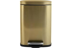 Spirella - Poubelle de Salle de Bain à Pédale AKIRA - Acier Inoxydable Haut de Gamme - Fermeture Silencieuse Easy-Close - Or Brossé - 5L