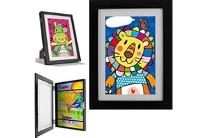 Jokapy Bilderrahmen Kinderzeichnungen A4, Kinder Kunst rahmen Aufklappbar A4, Kinder Kunstrahmen Frontöffnung A4, Befüllbarer Klapprahmen zur Aufbewahrung&Darstellung von Kinderzeichnungen (Schwarz)