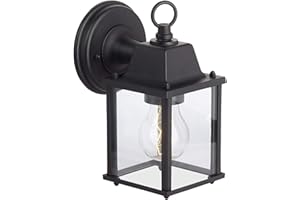 Brilliant 96186/06 Irvin - Lámpara de pared para exteriores (metal y cristal, 1 bombilla E27, 60 W), color negro