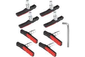 RUJOI Bike Brake Pads Set,V Brake Shoes with Hex Nuts and Washers, Brakes V-Brake Replacement Set for Cruiser MTB Mountain Bicycle