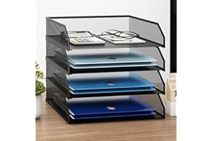 PUNCIA Vassoio per Lettere in Metallo a 4 Livelli Organizer da Scrivania per Ufficio Supporto da Scrivania per Accessori per Lettere di Carta per l'Ufficio Domestico e Scolastico