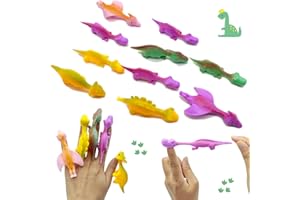 Vordpe 10 Stück Schleuder Dinosaurier Spielzeug, Slingshot Dinosaur Finger Toys, Dinosaurier Spielzeug, Gag Geschenke Für Kinder, Teenager, Jungen