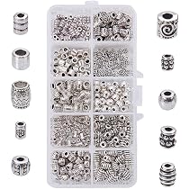PandaHall - 50 perline tubolari in lega stile tibetano, 9 x 7 mm, con foro grande, distanziatore in metallo, per bracciali, collane, gioielli, foro: 3,5 mm
