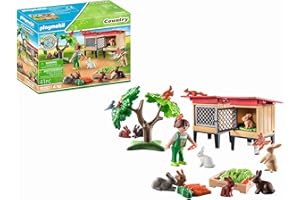 Playmobil 71252 Enfant avec enclos et Lapins - Country - La Vie à la Ferme - La Gamme Petite Ferme Comprend Plus de 80% de matériaux recyclés ou biosourcés en Moyenne - Dès 4 Ans