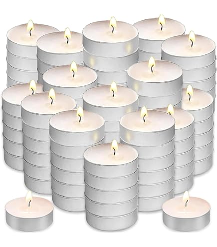 IKEA Glimma 24 Maxi Tea Lights - 9 Hour Burn Time, White, Pack Of 24
