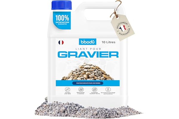 BIBODU Liant Gravier Extérieur 10L | Liant Pour Gravier | Colle Gravier Exterieur | Parfait pour Gravier, Pierres et Paillis | Utilisation sur Sentiers, Terrasses et Jardins Extérie
