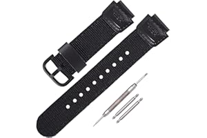 RIHAHISY Correa de reloj de nailon de repuesto para hombre de 18 mm con anillo de acero inoxidable para Casio AE1200WH AE-1000 SGW-300H SGW-400 AQ-S810W