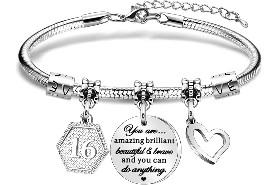 HEYEJET Birthday Gifts for Women & Girls - Charm Bracelet for 10th to 21st Birthdays - Perfect for Daughter, Niece, Sister, Friend & Teen Girls