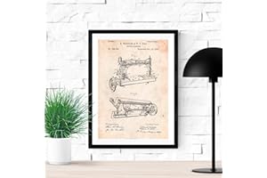 NACNIC Affiche machine à coudre brevet. Feuille pour le cadrage. conceptions d'affiches, brevets, dessins célèbres inventions. Taille (A3)