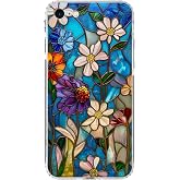 PrintiFy iPhone SE 2022 ile Uyumlu Vitray Mavi Bahar Tasarımlı Şeffaf Silikon Kılıf
