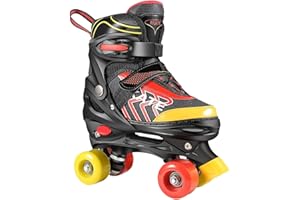 Hikole Patins à roulettes pour enfants - Pour débutants - Taille réglable (pointure 31-38) ABEC 7 - Confortable et respirant - Pour les filles et les garçons, les adolescents