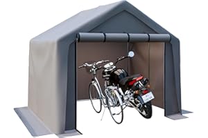 Thanaddo 244x241x217cm Garagenzelt, Lagerzelt Wasserdichtes Gerätezelt, Carport Gerätehaus Aufbewahrungsgarage Foliengarage, Grau