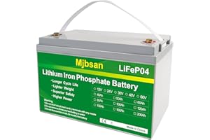 ‎MJBSAN LiFePO4 Batterie 12V 100Ah Bis zu 7000 zyklenfeste Lithium-Eisenphosphat-Batterie mit BMS für Wohnmobile, Wohnmobile, Solarboote, Golfwagen, Energieversorgung, Notfall, in Reihe oder parallel laufen