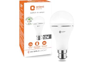 Orient Electric 12W Rechargeable Emergency LED bulb| Inverter Bulb for home with 2 hours battery backup| Up to 4 kV surge protection| 6500K, Cool White, B22d base| Over charging Protection| Pack of 1