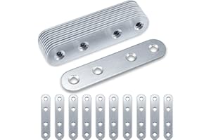 Flachverbinder, Gorffy 20 Stück 80 × 17 × 1.75mm Flachverbinder Edelstahl, Holzverbinder Lochplatte Metall, Flachwinkel für Verbinder, Edelstahl Silber Verbindungsplatte, Flacheisen Gelocht