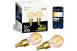 Aigostar Ampoule Connectée Alexa, Ampoule LED E14 Edison, G45, Ambre, 4.5W 470LM, Blanc Chaud Dimmable 2700K -6500K, Compatible Alexa et Google Home, 2 Unités